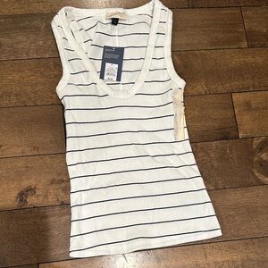 Universal Thread White and Black Striped Tank Top